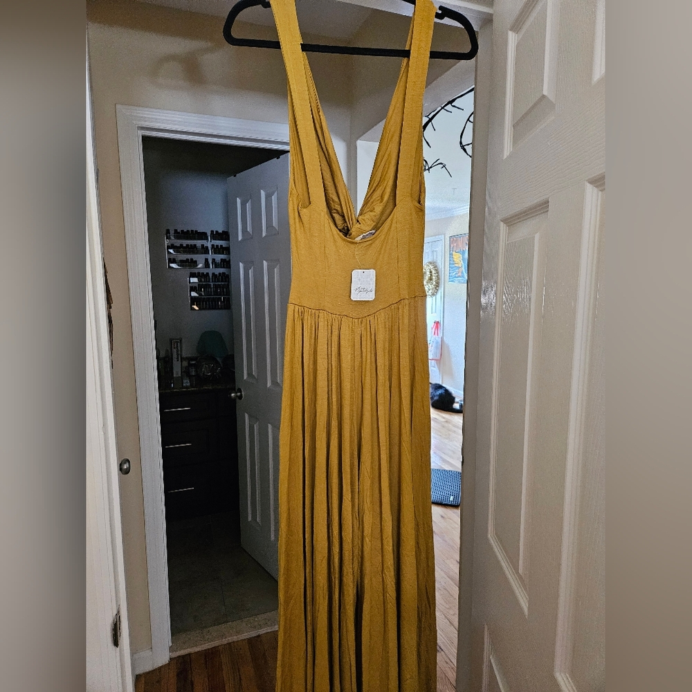 Free People NWT Mustard Yellow Jumpsuit - Picture 4 of 6